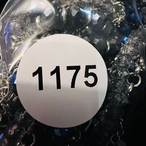 Vintage Necklace Midnight Blue Bling Multi Strand Faceted Beads Chain Wrap 1175 - Picture 11 of 11